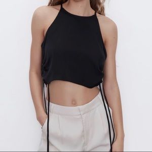 ZARA Ruched Side-Tie Blouse